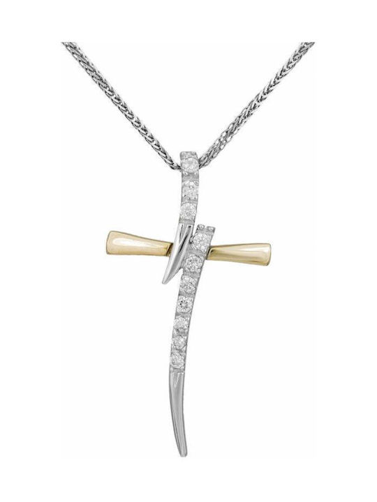 Damen Weißgold Kreuz 9K mit Kette