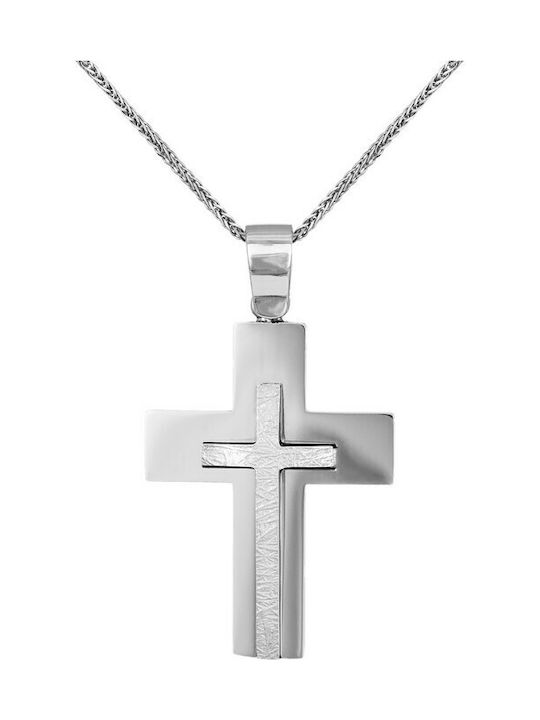 Men's White Gold Cross 14K with Chain