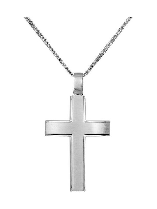 Herren Weißgold Kreuz 14K mit Kette