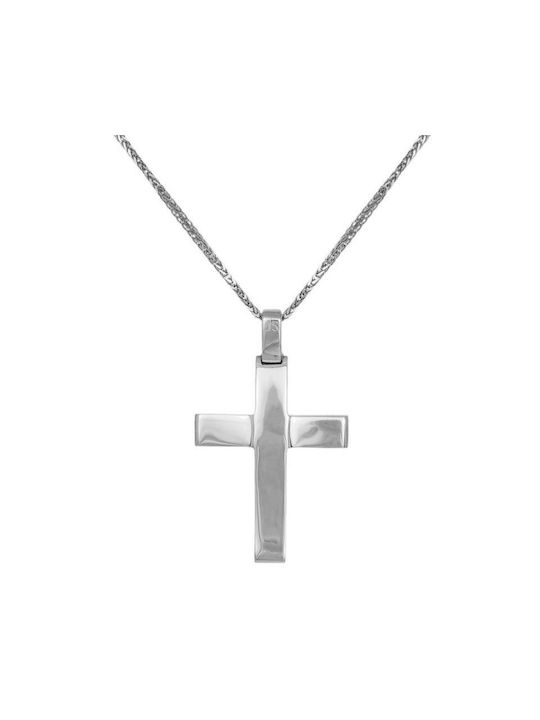 Herren Weißgold Kreuz 14K mit Kette