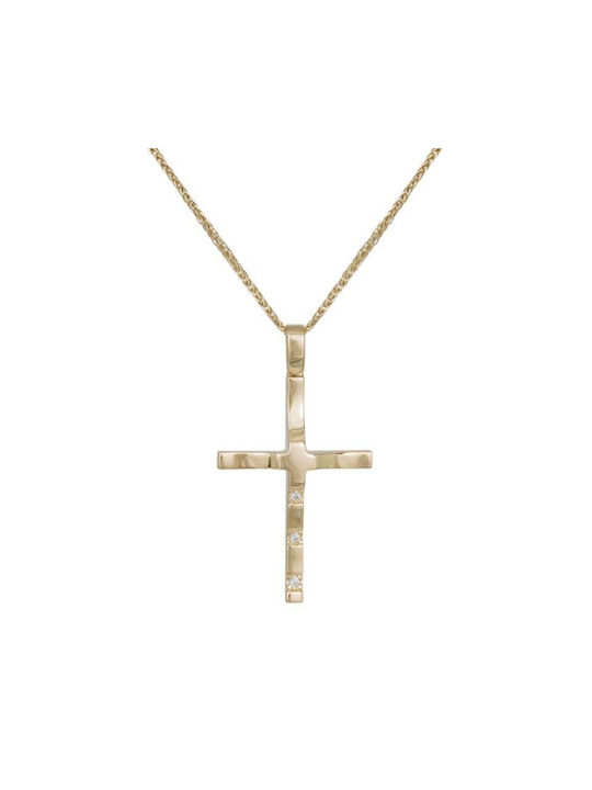 Damen Gold Kreuz 14K mit Kette