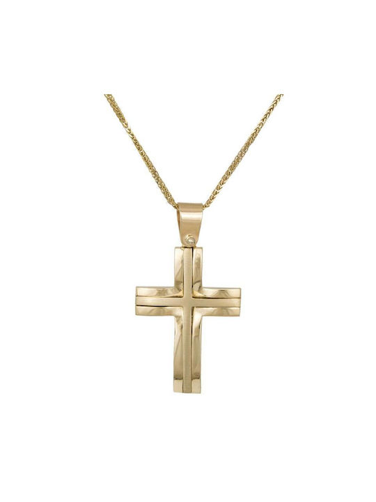 Herren Gold Kreuz 14K mit Kette