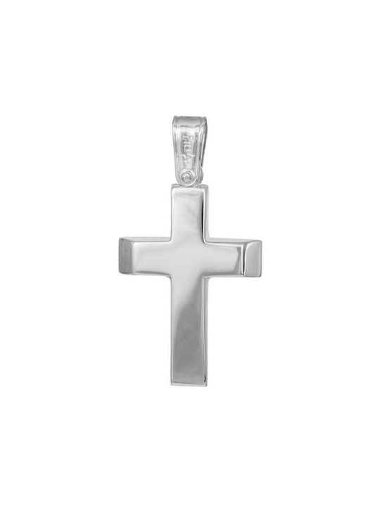 Men's White Gold Cross 9K Double Sided