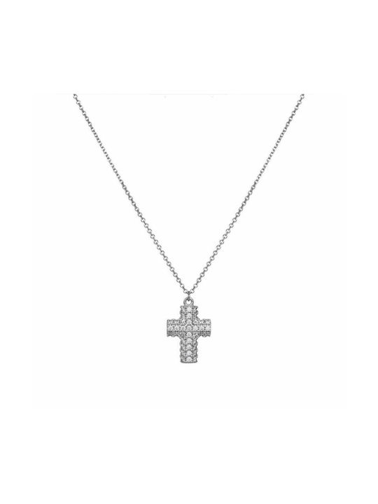 Damen Weißgold Kreuz 14K mit Kette