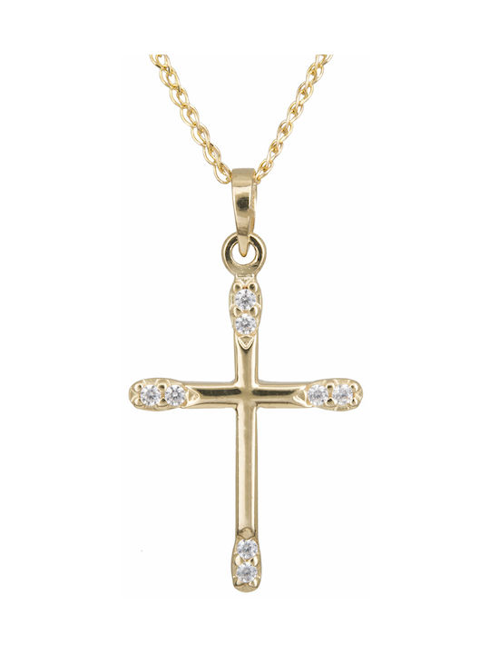 Damen Gold Kreuz 14K mit Kette