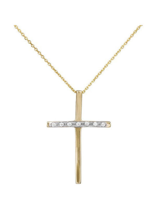 Damen Gold Kreuz 9K mit Kette