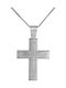 Herren Weißgold Kreuz 14K mit Kette