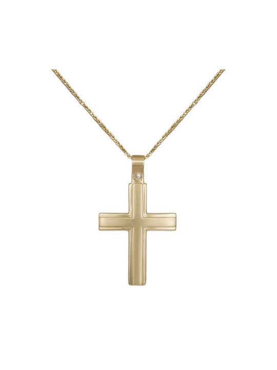 Herren Gold Kreuz 14K mit Kette