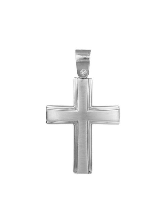 Herren Weißgold Kreuz 14K Beidseitig