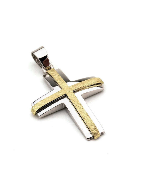 Men's White Gold Cross 14K Double Sided