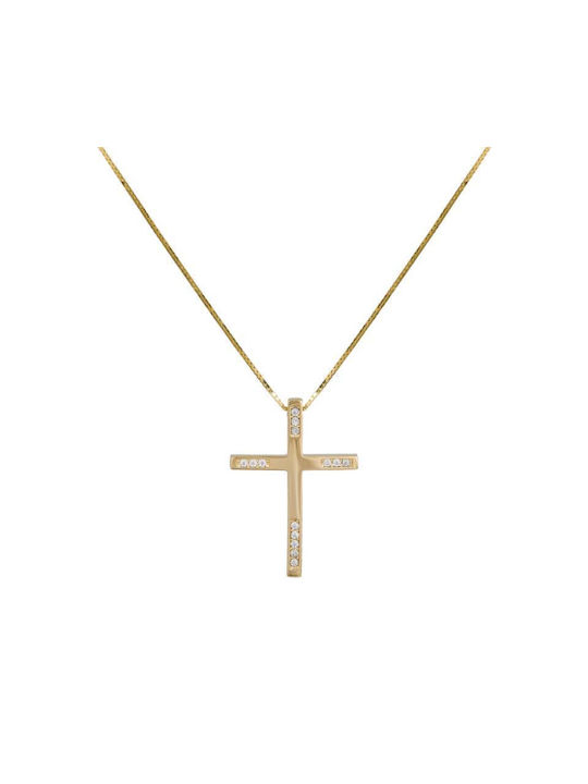 Damen Gold Kreuz 14K mit Kette