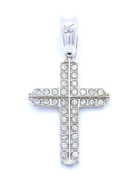 PS Silver White Gold Cross 14K