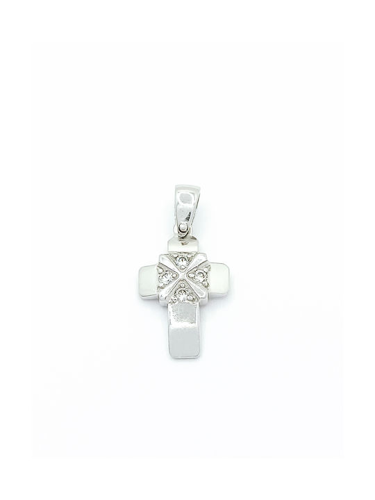 PS Silver White Gold Cross 14K