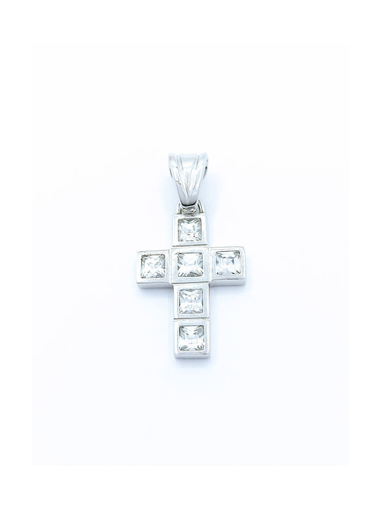 PS Silver White Gold Cross 14K