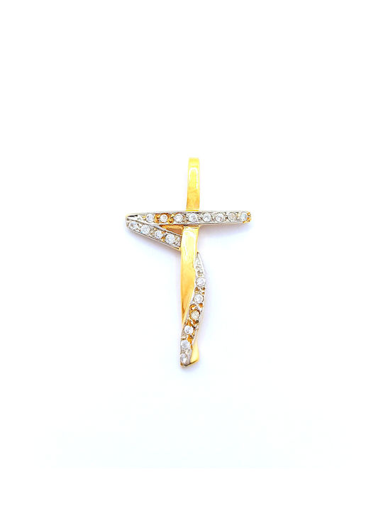 PS Silver Gold Kreuz 14K