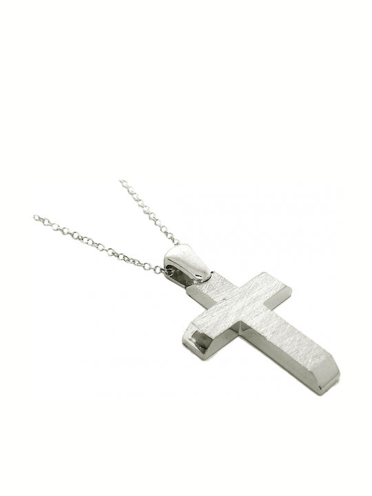 Art d or Herren Weißgold Kreuz 14K mit Kette