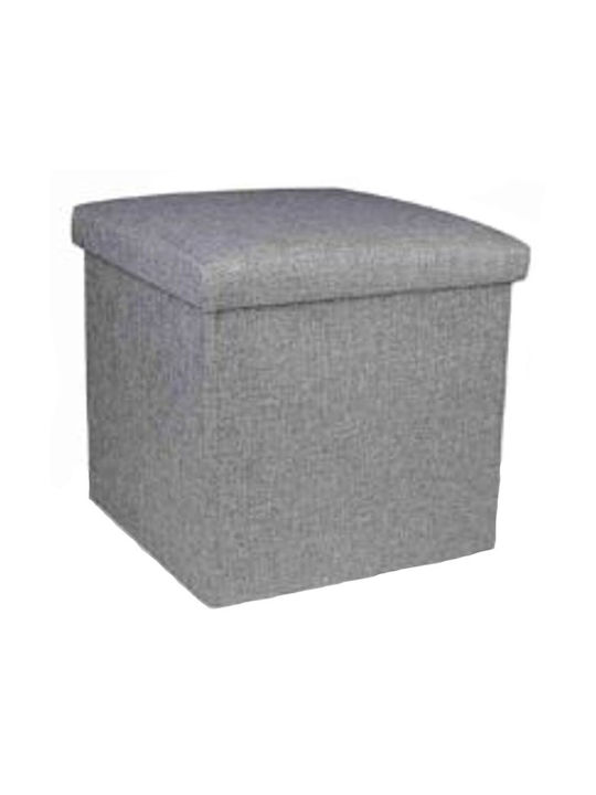 Stool For Living Room With Storage Space Upholstered with Fabric Gray 30x30x30cm