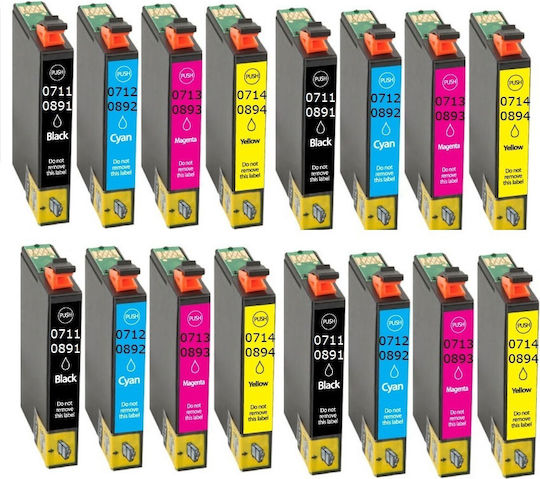 Πακέτο Συμβατών Μελανιών Εκτυπωτή InkJet Epson 14ml Πολλαπλό (Color) / Μαύρο 16τμχ