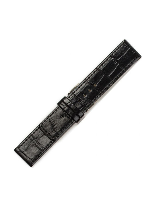 Δερμάτινο Λουράκι Μαύρο 22mm
