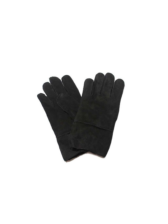 Men's Leather Gloves with Fur Black