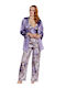 FMS Winter Women's Robe with Pajamas Lilac Flowers