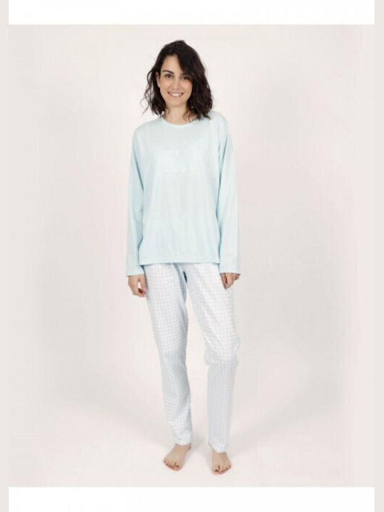 Admas De iarnă Set Pijamale pentru Femei De bumbac Albastru deschis Enjoy Every Moment