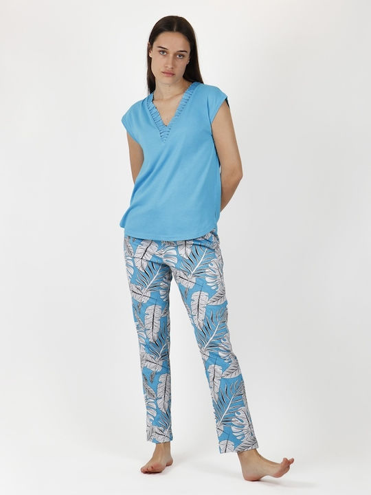 Admas Summer Women's Pyjama Set Cotton Turquoise