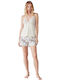 Penye Mood Sommer Satin Babydoll Beige Spring Flowers