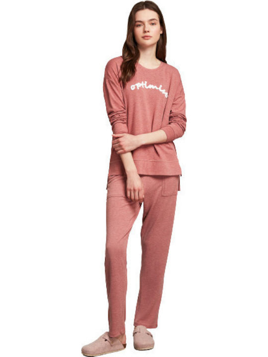 Penye Mood Winter Damen Pyjama-Set Rosa Optimist