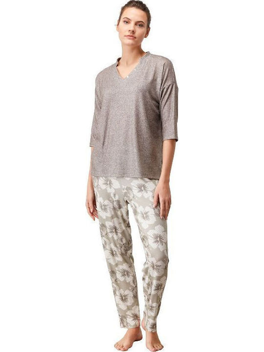 Penye Mood Winter Damen Pyjama-Set Weiß