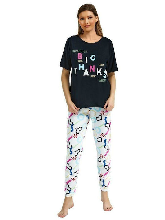 Roly Poly Sommer Damen Pyjama-Set Schwarz