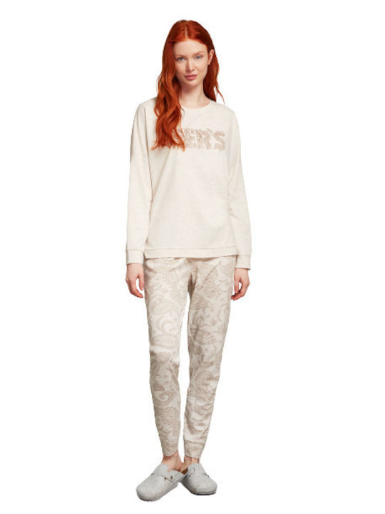 Catherine's Winter Damen Pyjama-Set Baumwolle Beige