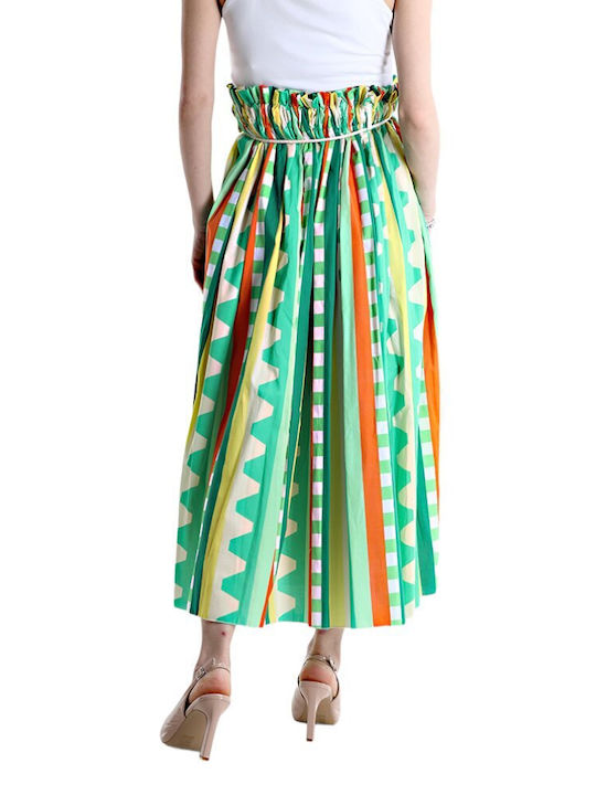 Remix Midi Skirt in Green color
