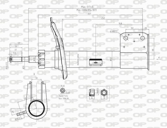 Open Parts Set Shock Absorbers 1pcs for Peugeot Partner Citroen Berlingo