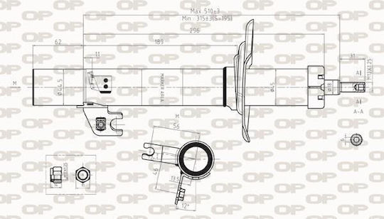 Open Parts Set Stoßdämpfer 1Stück für Citroen C1 Corvette C1