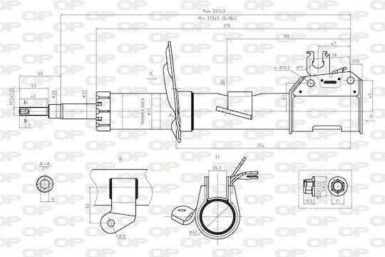 Open Parts Set Amortizoare 1buc pentru Fiat Panda
