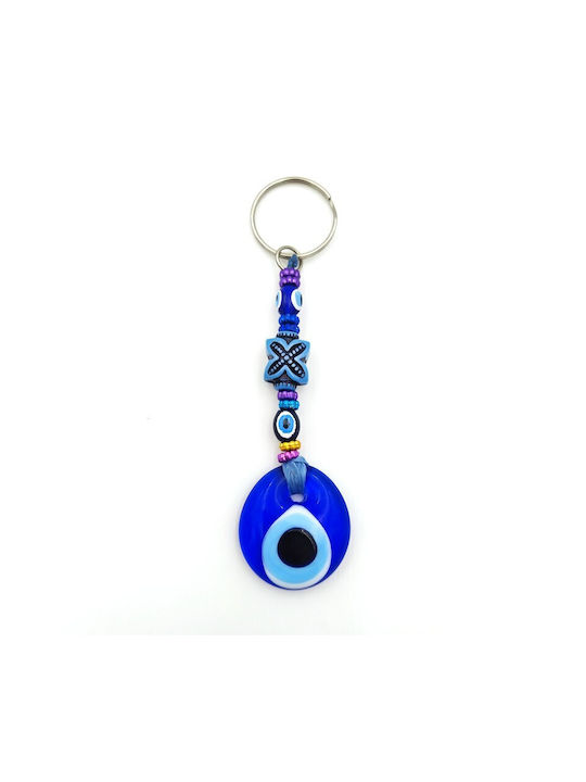 Schlüsselanhänger Charme Glas Auge Blau