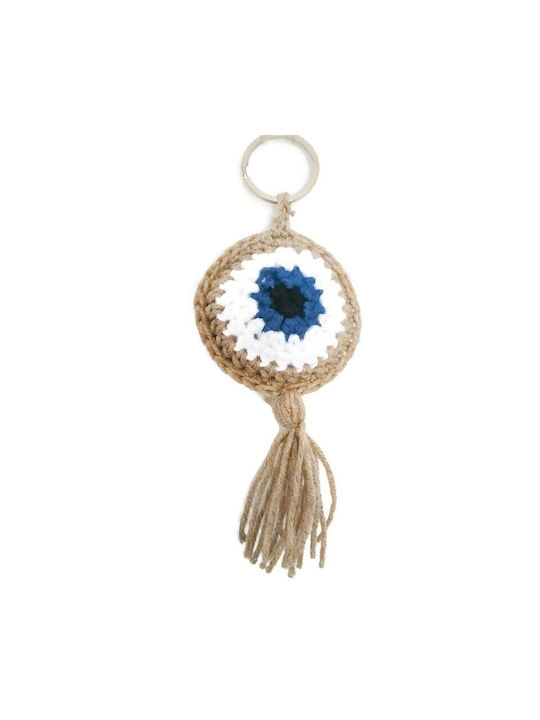 Handmade Keychain Fabric Eye Beige