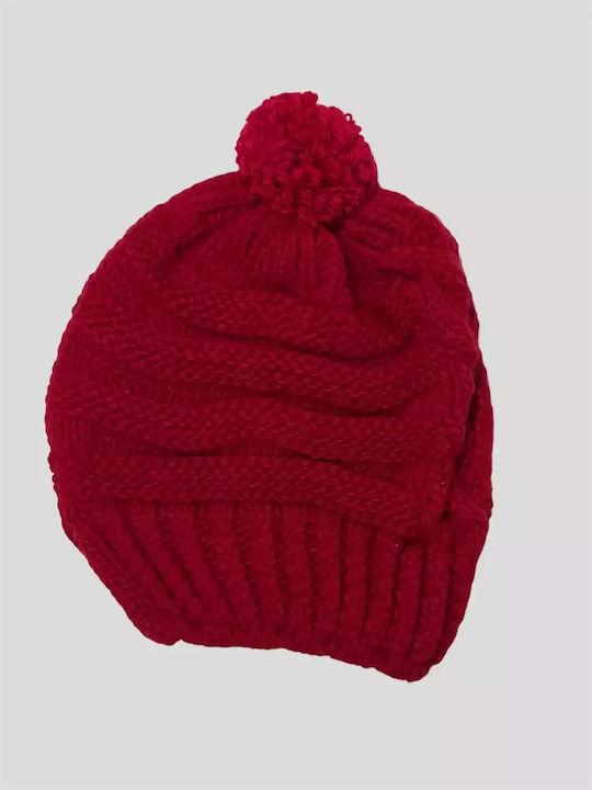 Pom Pom Beanie Frauen Beanie Gestrickt in Rot Farbe