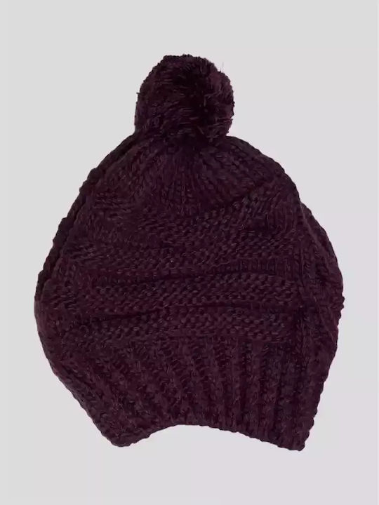 Pom Pom Beanie Frauen Beanie Gestrickt in Burgundisch Farbe