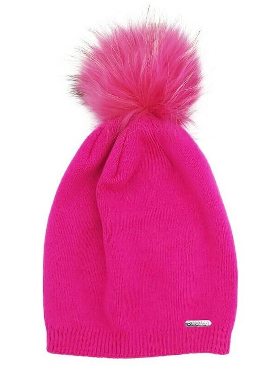 Pom Pom Beanie Γυναικείος Σκούφος Πλεκτός σε Φούξια χρώμα