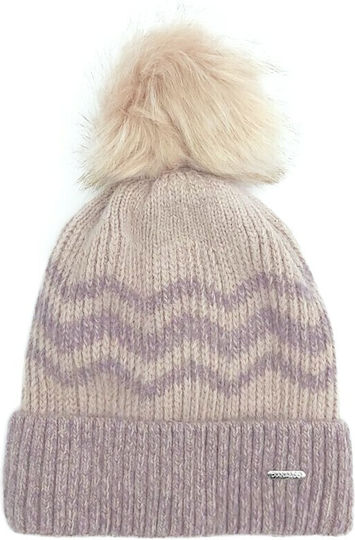 Pom Pom Beanie Frauen Beanie Gestrickt in Flieder Farbe