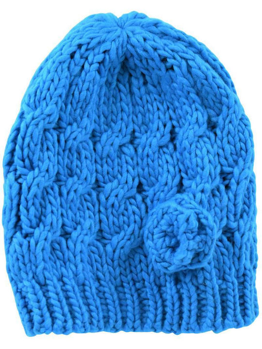 Beanie Cap with Braid Blue