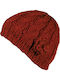 Beanie Γυναικείος Σκούφος με Πλεξούδες σε Μπορντό χρώμα