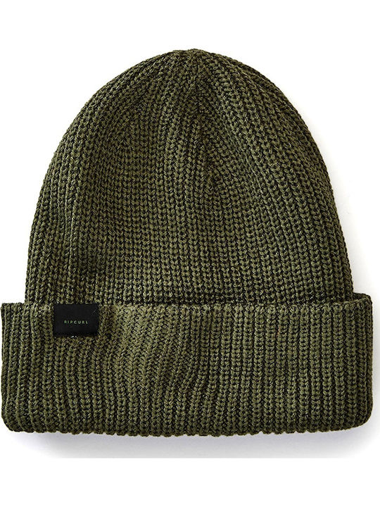 Beanie Ανδρικός Σκούφος με Rib Πλέξη σε Χακί χρώμα