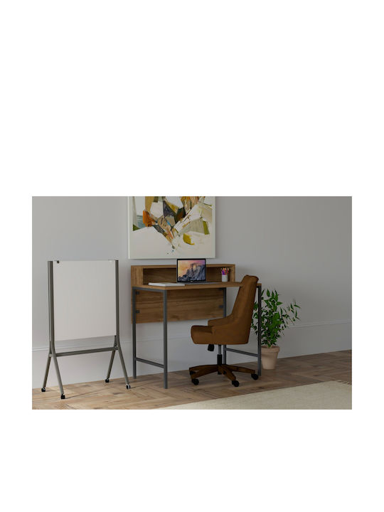 Desk Brescia Wooden Black / Walnut with Metal Legs 90x50x75cm