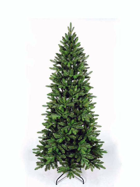 Christmas Slim Green Tree with Metallic Base and Built in Branches H210cm