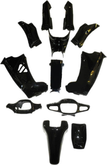 Links Motorrad Kunststoff-Set für Modenas Kriss II Schwarz 12Stück