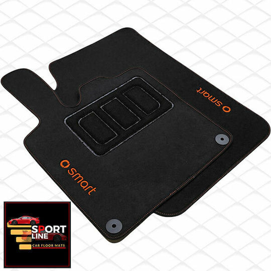 Μπροστινά Πατάκια 2τμχ για Smart ForTwo 2007-2014 Μαύρα