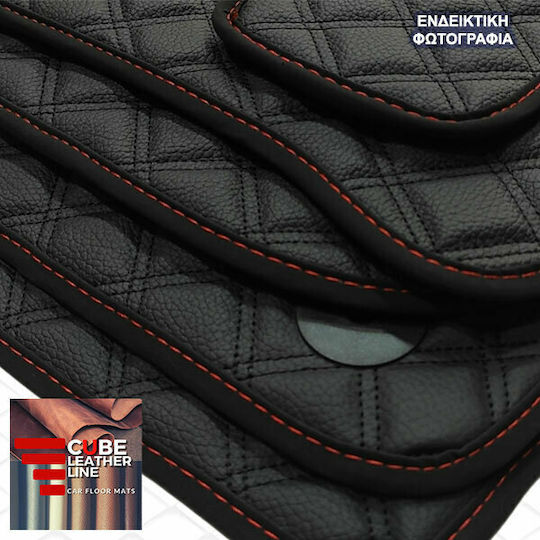 Citroen Xsara Technoleather Cube Черни с Червена Бродерия Citroen Комплект от 4 Части